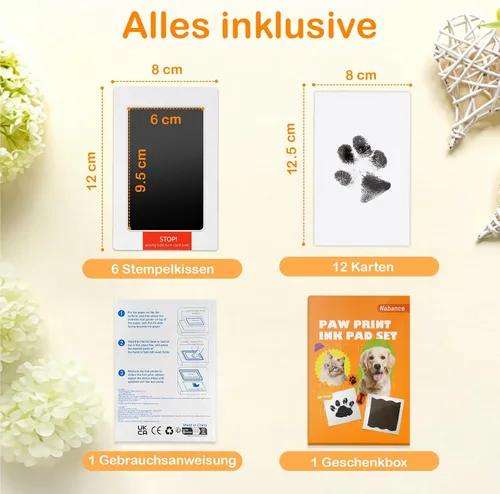 Vista 4 de Nabance Kit de huellas para perros y gatos, impresión de patas y nariz