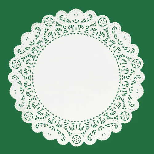 Vista 5 de Hygloss Doilies redondos de papel, 36 piezas, 12 pulgadas, tapabocas decorativos de encaje blanco, desechables y seguros de grado alimenticio