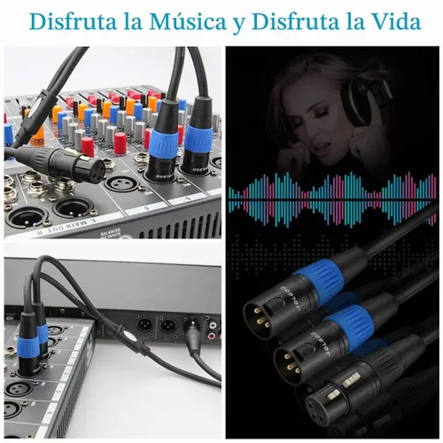 Vista 6 de JOLGOO Divisor XLR - Cable Y hembra a macho doble, 1.6 pies