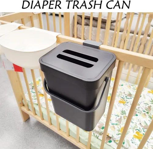 Vista 6 de stonespace Cubo de compost de cocina para encimera, pequeño bote de basura colgante con tapa debajo del fregadero para cocina y baño, cubo de Negro