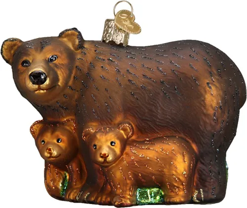 Vista 6 de Old World Christmas Adorno de cristal soplado de oso de Navidad para árbol de Navidad, decoración navideña artesanal, colección de animales de vida