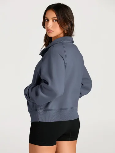 Vista 5 de AUTOMET Womens Sweatshirts Half Zip Cropped Pullover Fleece Quarter Zipper Hoodies Fall outfits Clothes Thumb Hole