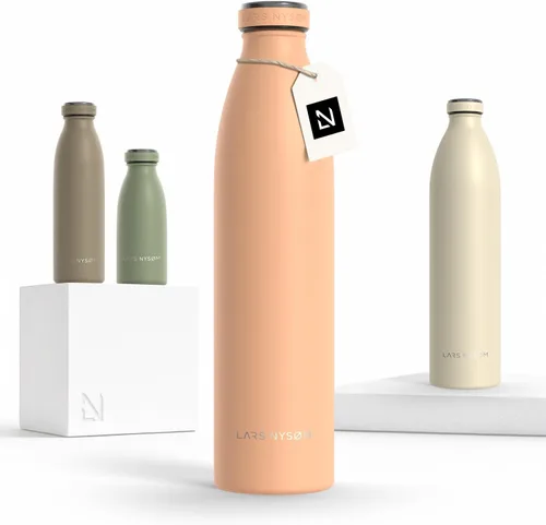 Vista 25 de LARS NYSØM Botella de agua aislada de acero inoxidable de 12 onzas, 17 onzas, 25 onzas, 34 onzas, 51 onzas, frasco térmico aislado para bebidas