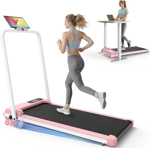 Vista 10 de Walking Pad Treadmill with Handle Bar,Walking Pad with Incline 8%,2.5HP Quiet Under Desk 320 lbs 2 in 1Treadmills for Home Office,Compact Foldable