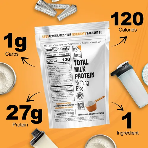 Vista 5 de It's Just! - Concentrado en polvo de proteína de leche total, 16 onzas, sin