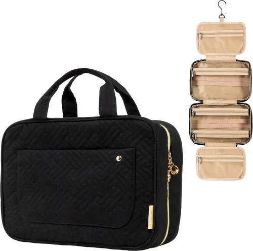 Vista 11 de Carrywell - Neceser de viaje con gancho para colgar, organizador de maquillaje, bolsa de cosméticos resistente al agua para contenedores