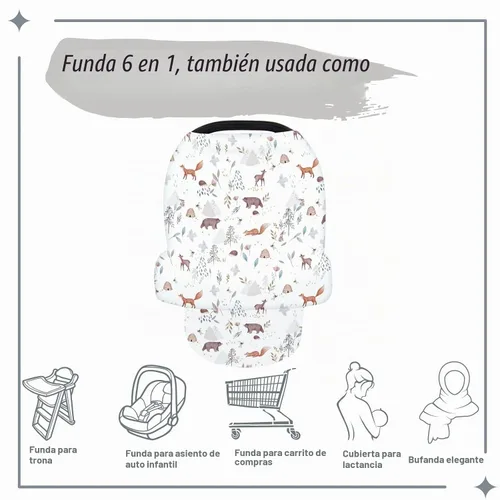 Vista 3 de Funda para asiento de coche y funda de lactancia para bebé animal 2