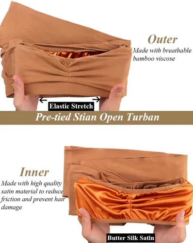 Vista 4 de Elegante turbante abierto con forro de satén para mujer, diademas de entrenamiento unisex antideslizantes deportivas para yoga, para viajes, fitness