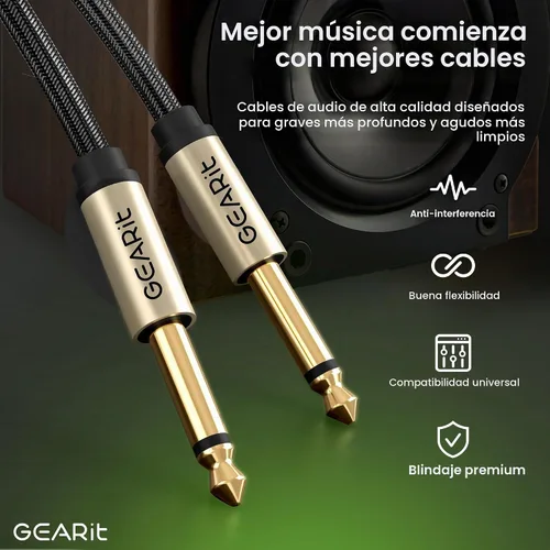 Vista 3 de GEARit Cable de instrumento de guitarra (3 pies paquete de 2) de 1/4 de pulgada a 1/4 de pulgada TS recto macho a macho de 0.250 in mono Jack