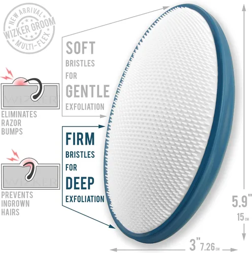 Vista 6 de WIZKER - Cepillo exfoliante 2 en 1 para piel sensible, cerdas suaves y firmes, limpiador facial y corporal, impermeable, resistente al moho