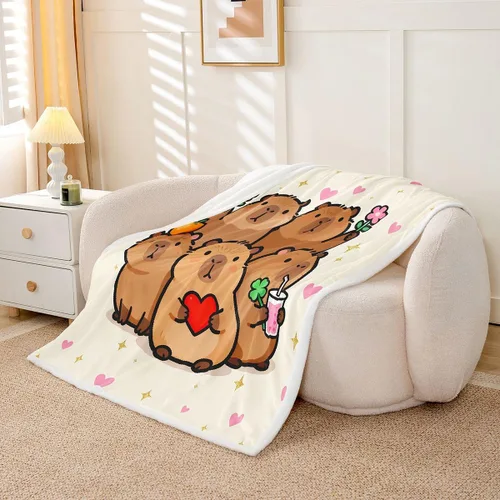Vista 7 de Erosebridal Funny Capybaras Blanket Capybara Lover Gifts Cute Fleece Blanket for Kids Girls Boys, Capybara Decorations Blankets 40"x50", Kawaii