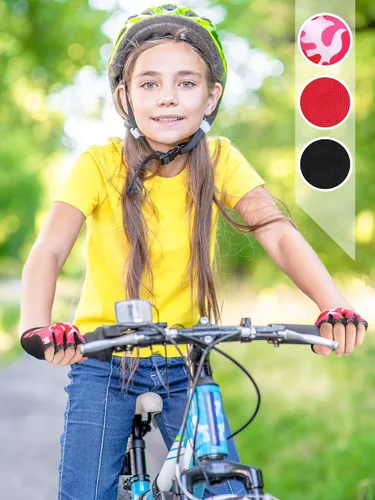 Vista 2 de 3 pares de guantes de bicicleta para niños, guantes de entrenamiento sin dedos de medio dedo, gel antideslizante para bicicleta y motocicleta
