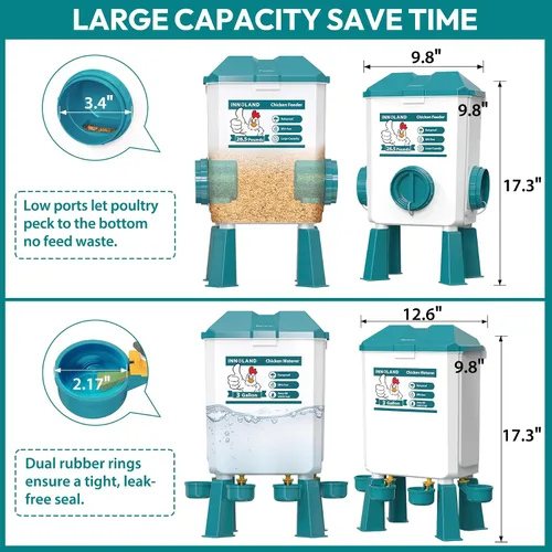 Vista 12 de INNOLAND Chicken Feeder and Waterer Set - 3 Gallon/26.5 Pounds