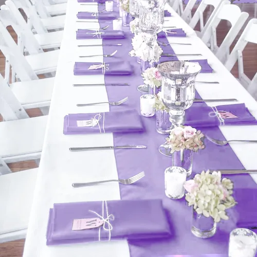 Vista 7 de 10-Pack Lavender 12 x 108 inches Long Premium Satin Table Runner Lavanda