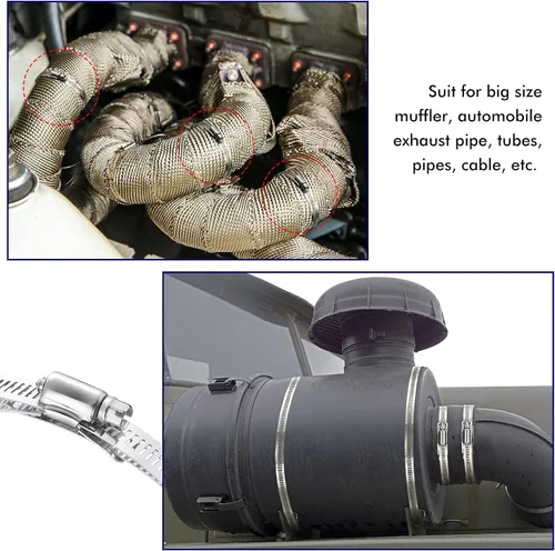 Vista 7 de Ripeng Abrazaderas de manguera de acero inoxidable, kit surtido de abrazaderas de manguera de conducto de engranaje helicoidal grande, abrazaderas