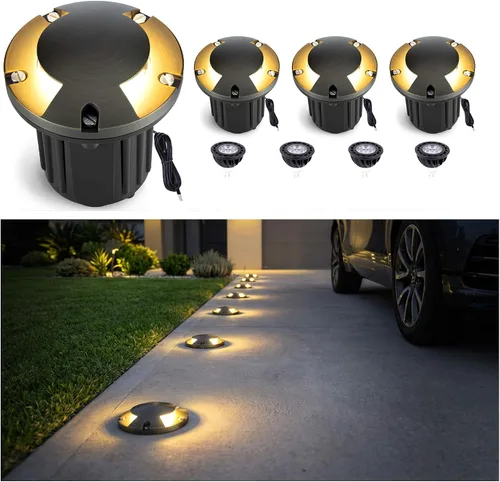 Vista 19 de Gardenreet - Luz de pozo en tierra - Latón 12V IP65 Iluminación de paisaje al aire libre, luz de torreta de bajo voltaje LED en grado, bronce