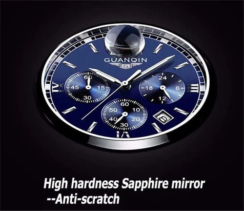 Vista 7 de Reloj de pulsera de cuarzo para hombre, analógico, acero inoxidable, cuero, cronógrafo, fecha, resistente al agua