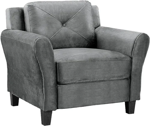 Vista 9 de Lifestyle Solutions Sillón de brazos Grayson KD Collection de microfibra., Textil Madera, Gris oscuro