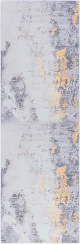 Vista 8 de SAFAVIEH Alfombra lavable Tacoma Collection – 2 pies 6 pulgadas x 4 pies, gris y dorado, antideslizante y fácil de limpiar, ideal para entrada