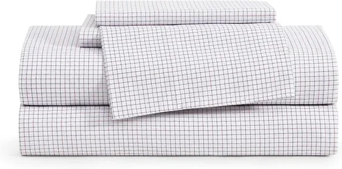 Vista 36 de Tommy Hilfiger - Sábanas para cama individual, ropa de cama de percal de algodón crujiente y fresca con funda de almohada a juego, juego de cama