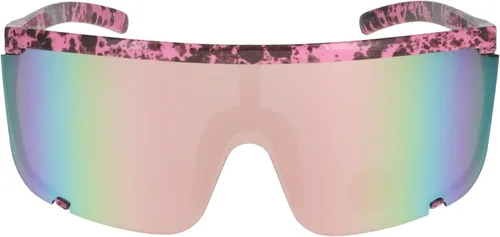 Vista 12 de Gafas de sol impecables unisex de gran tamaño con lentes espejadas, montura negra mate Espejo púrpura