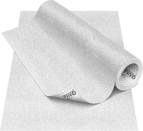 Vista 10 de VViViD Glitter Silver DECO65 - Rollo de vinilo adhesivo permanente para manualidades (6 pies x 1 pie)