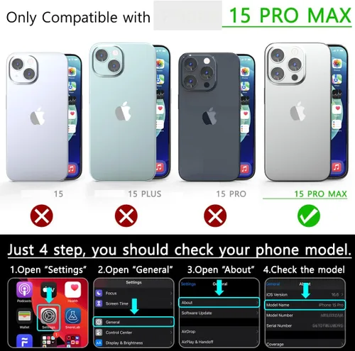 Vista 5 de Funda magnética para iPhone 15 Pro Max, funda magnética delgada metálica mate TPU [compatible con accesorios Magsafe], protector de pantalla