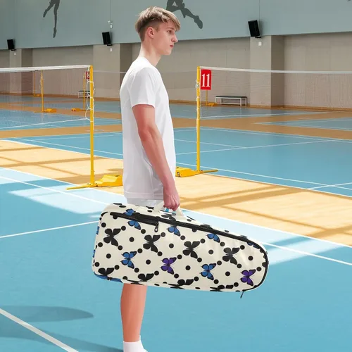 Vista 8 de Sporting Goods Tennis Bag Waterproof Polka Dot Animal Blue Butterfly Tennis Racket Cover Holds 2 Rackets for Tennis, Badminton, Racketball raquetas