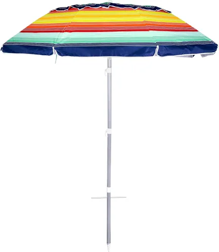 Vista 12 de Sombrilla de playa con anclaje de arena y bolsa de transporte, sombrilla de playa de 6.5 pies con altura de poste ajustable de inclinación, ideal