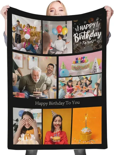 Vista 33 de Regalos de cumpleaños personalizados, manta personalizada con mis propias fotos para mujeres, hombres, mamá, papá