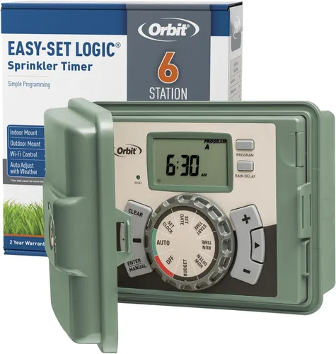 Vista 11 de Orbit 27894 - Temporizador/controlador de rociadores para interiores y exteriores de 4 estaciones Logic de fácil configuración La lógica de fácil