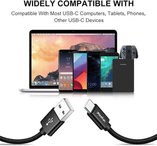 Vista 7 de CLEEFUN Cable USB C, cable USB a USB C trenzado, [paquete de 5, 3/3/6/6/10 pies] cargador tipo C cable de carga rápida para iPhone 16 15 Pro