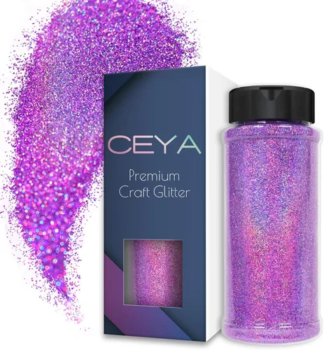 Vista 25 de Ceya - Polvo de purpurina holográfica ultra fina, 1.1 LB/17.63 OZ, color negro láser, 1/128' 0.008' 0.2mm, en masa para manualidades, resina, vasos