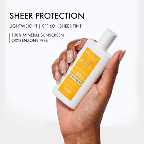 Vista 6 de Vichy Capital Soleil - Protector solar mineral tintado para cara, SPF 60, protector solar facial de dióxido de titanio, protector solar