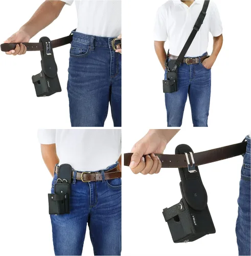 Vista 6 de Funda para escáner inalámbrico (pequeña), bolsa de nailon balístico para escáner de código de barras 1D y 2D, clip para cinturón, trabilla
