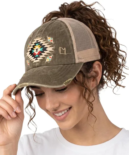 Vista 71 de Funky Junque - Sombrero de cola de caballo para mujer, gorra de béisbol con ajuste ajustable y cola de caballo alta cruzada para uso diario Paquete