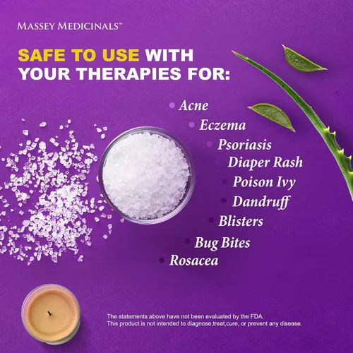 Vista 5 de Massey Medicinals CF Sea Salt Bath Soak: Pure Ocean Luxury para relajantes baños probióticos Candida Freedom Aloe Vera Ácido alfa lipoico