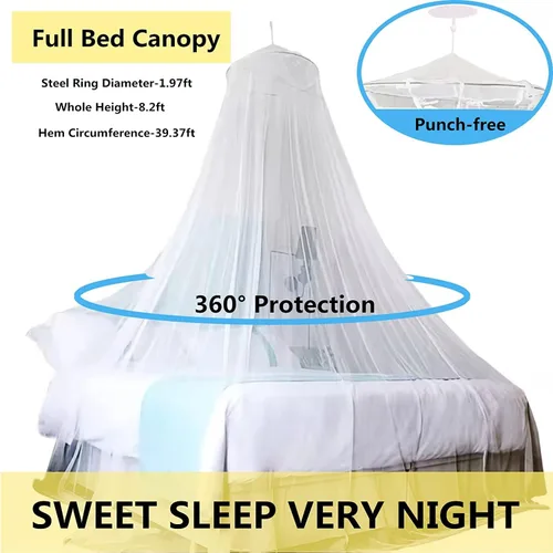 Vista 4 de Dosel de cama Eimilaly con mosquitera y 250 piezas de luces de cortina blancas cálidas, dosel de cama para decoración de habitación de niñas o Luces