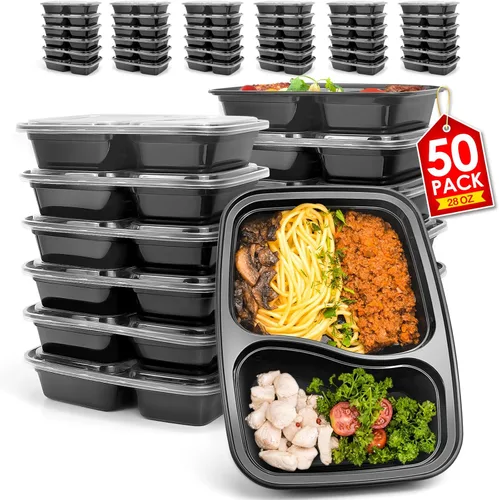 Vista 11 de Teivio Paquete de 20 recipientes de plástico reutilizables para preparación de comidas, 1 compartimento con tapas, contenedores de plástico Bento