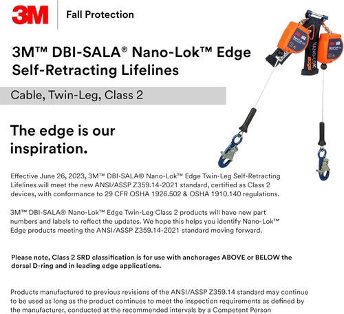 Vista 5 de 3M DBI-SALA Nano-Lok XL Línea de vida autorretráctil 3100263, Web, gancho giratorio a presión, 20 pies, Clase 1