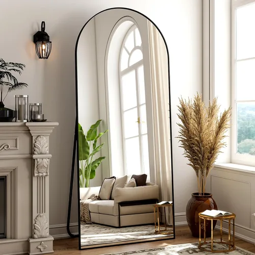 Vista 32 de BEAUTYPEAK Espejo de longitud de arco de 71 x 30 pulgadas con soporte Negro