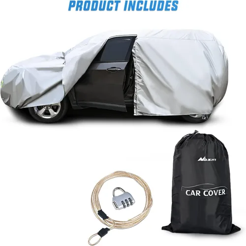 Vista 4 de Nilight Funda impermeable para automóvil SUV para todo tipo de clima, protección UV, resistente al viento, para exteriores, cubierta completa