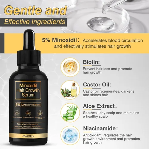 Vista 3 de 5% Minoxidil Hair Growth for Men and Women, Minoxidil Hair Growth Serum, Promotes Hair Growth, Strengthens Hair Follicles, Helps Prevent Hair Fall