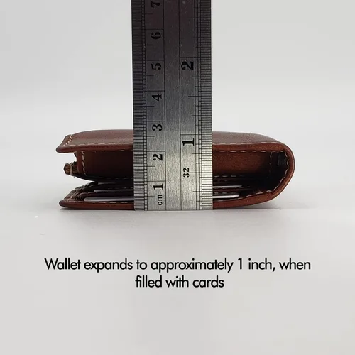 Vista 3 de ag wallets Billetera plegable de cuero de vaca para hombre con forma única y tarjeta de identificación (marrón vintage), OS (1209CF), Marrón