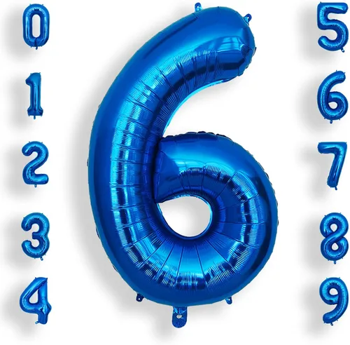 Vista 12 de AULE Globos grandes de 40 pulgadas con números 0 azules, globos grandes de números de aluminio, decoraciones de fiesta de cumpleaños de helio