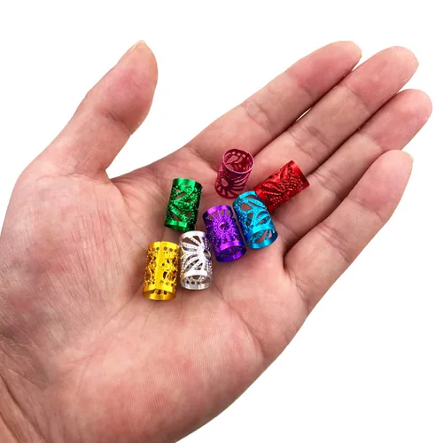 Vista 6 de Messen 170 cuentas de rastas multicolor de aluminio para decoración del cabello, joyería para trenzar el cabello (no se rompe fácilmente)