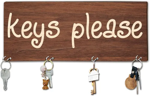 Vista 10 de Llavero de madera con 4 ganchos – Did Someone Say Walk Dog Organizador de llaves decorativo para pared – Casa Oficina Cocina Pasillo Entrada