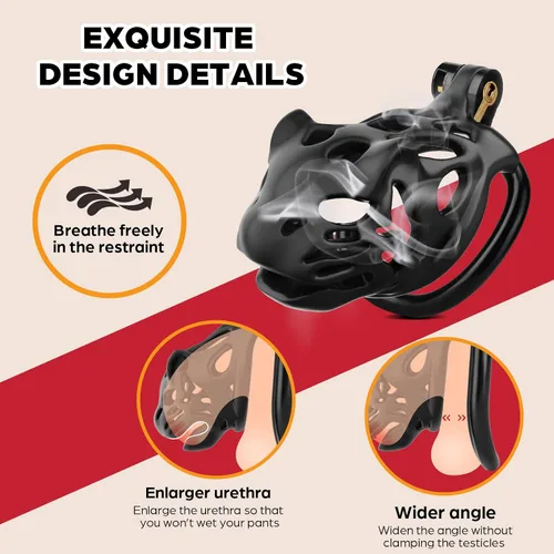 Vista 3 de Jaula de castidad, dispositivo de castidad masculina invisible ligero con 3 anillos activos, jaula grande para pene impresa en 3D, juguetes sexuales