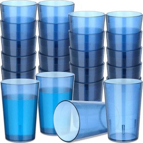 Vista 9 de Meanplan 48 Pack 8oz Plastic Cup Bulk, Stackable Drinking Glasses,Amber Restaurant Grade, Break Resistant, Reusable Drink Tumblers, for Bars