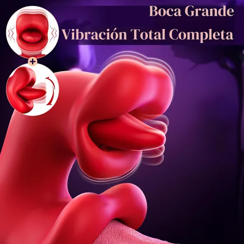 Vista 4 de Toendi Juguete vibrador con lengua para mujeres, juguete de conejo de rosa Lengua rosa